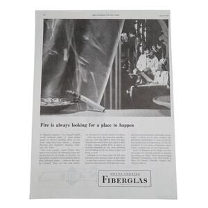Owens Corning Fiberglas Magazine Advertisement 1946 Black & White Vintage